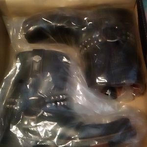 COPY - Black and silver Katerina leather motorcycle boots